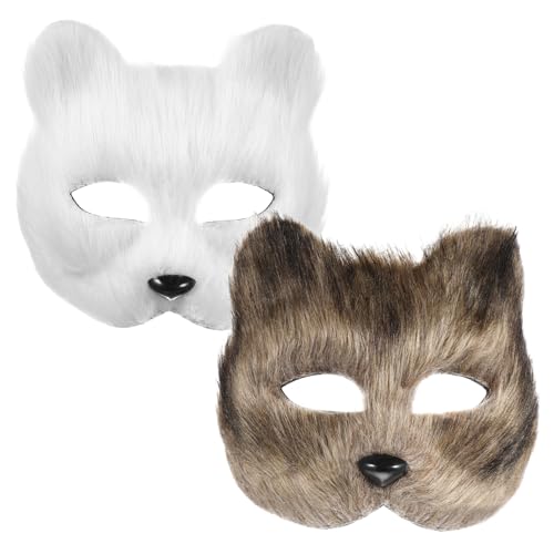 LIFKOME 2st Fuchs Maske Halbgesichtsmaskenkostüm Pelziger Fuchs Pelzige Pfoten Vortäuschen Masken Maskerade-maske Für Frauen Maskerade-cosplay Bühne Handgemalte Masken Wolf Flanell von LIFKOME