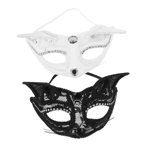 LIFKOME 2st Fuchs-spitzenmaske Tierische Halbmaske Frauen-maskerade-maske Ausgefallene Verkleidungsmaske Venezianische Halloween-maske Katze Cosplay-maske Spitzen-maskerade-maske Plastik von LIFKOME