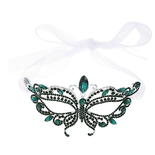 LIFKOME 2st Halbe Gesichts Maske Halloween-masken Für Erwachsene Karnevalsball Schwarze Maskerade Frauen Halbes Gesicht Karneval Maskerade Strass-augenmasken Party-maske Strasssteine Green von LIFKOME