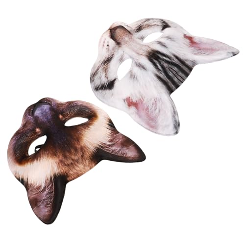 LIFKOME 2st Halloween-katzenmaske Katze Verrückt Tiermaske Mit Halbem Gesicht Katzenkostüm Karnevalsmasken Maske Katze Masken Maskerade Tierische Maske Realistische Katzenmaske Stoff von LIFKOME