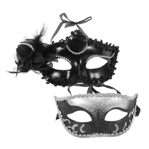 LIFKOME 2st Paar-masken-set Kostüm Maske Cosplay-maske Venezianische Partymaske Halloween Festivalmaske Cosplay Maskerade Maske Halloween-handmaske Maskerade-maske Für Paare Plastik von LIFKOME