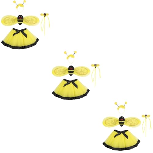 LIFKOME 3 Sätze Biene 4er-Set Kostüm für Kinder schönes Bienenkostüm Kinderkleider verkleidung kinder Kinderkleidung Performance-Kleidung Cosplay-Kleidung für Kinder Stoff Yellow von LIFKOME