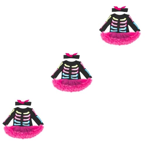 LIFKOME 3 Sätze Festival-skelett-kleid Kleidung Für Kinder Säuglingsanzug -outfits Kleinkind-tutu Kleidung Schwarzes Kleid Für Kinder Kleid Mit Langen Ärmeln Babykostüm Baumwolle von LIFKOME