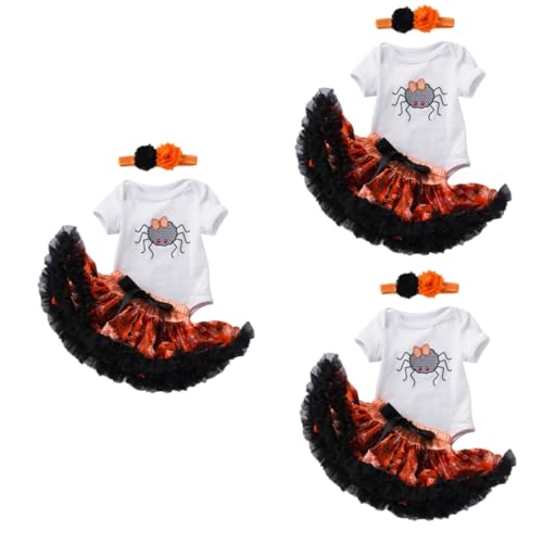 LIFKOME 3 Sätze Halloween-Kleideranzug Halloween party costume Halloween costume set for girl Kleider für Babymädchen Mein erstes Halloween- -Outfit für Mädchen Mädchen-Outfit Garn von LIFKOME