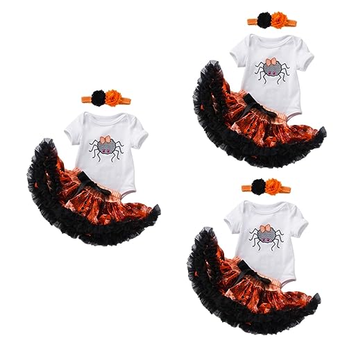 LIFKOME 3 Sätze Halloween-kleideranzug Säuglingsanzug Overallkleid Für Mädchen Halloween- -outfit Kleidung -outfits Kleidung Für Kleinkinder Mädchen Anzug Mädchenröcke Garn von LIFKOME