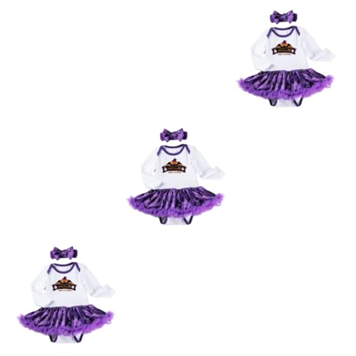 LIFKOME 3 Sätze Langärmliges Stramplerkleid Kleinkind-Outfit -Mädchen-Outfit Halloween costume romper skirt kleidung mädchen rock -Halloween-Kostüme Baumwolle von LIFKOME