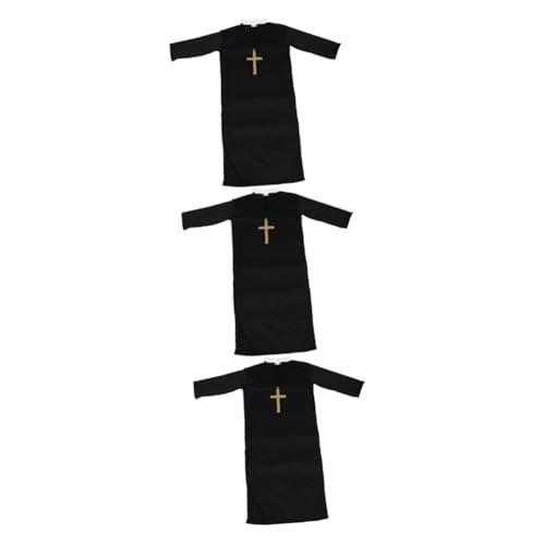 LIFKOME 3 Sätze Priesterkostüm für Erwachsene halloween costume halloween kleidung Nonnenkleid Nonnen Mithelferinnen Kleider Halloween-Partykleidung Männer Priesterkleidung Baumwolle Black von LIFKOME