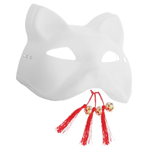 LIFKOME 3 Sätze Weiße Handbemalte Maske Katze Gesichtsmaske -maskenbasis Bemalbare Fuchsmaske Weiße Maskerademasken Fuchs Cosplay-masken Unbemalte Tiermasken Baumwollfaden von LIFKOME