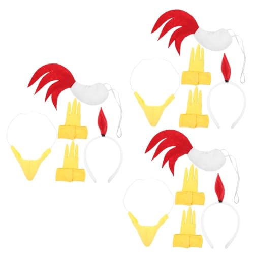 LIFKOME 3 Sets Ostern Stirnband Hahnenschwanz Kostüm Aufblasbare Kostüme Hühnerkostüm Küken Kostümzubehör Entenkostüm Kinder Hahnkamm Stirnband Kinder Tierkostüme Tutu Stoff von LIFKOME