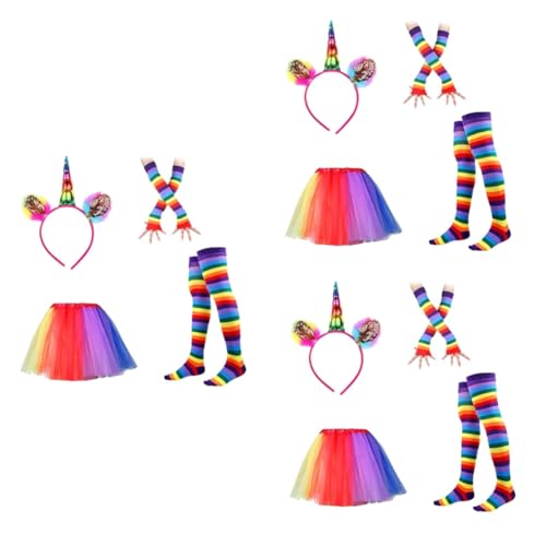 LIFKOME 3St Ballettröckchen halloweenkostüme für kinder halloween kleider für kinder Partykleidung für Kinder funkeln Leuchtender Regenbogen-Tutu-Rock Regenbogen-Tutu-Anzug Fotografie tutu von LIFKOME