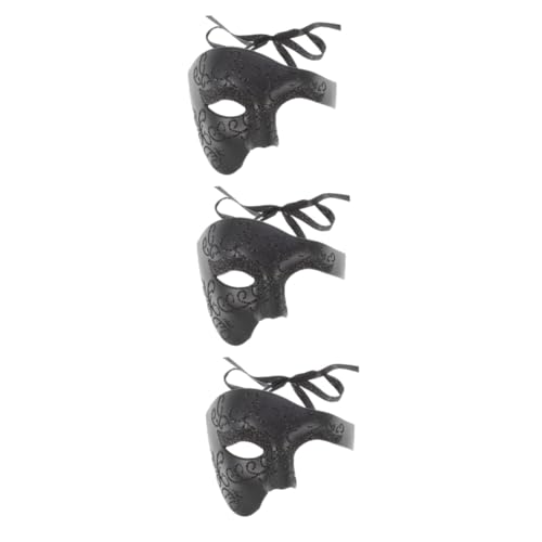 LIFKOME 3St halbe Gesichtsmaske Party-Masken verkleiden Halloween-Gesichtsmaske Halloween-Augenmaske halloween masken halloweenmaske kreative Halbmaske Kreative Männermaske Plastik Black von LIFKOME