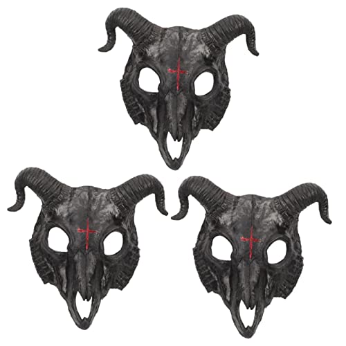 LIFKOME 3st Halloween-maske Cosplay Fuchskatze Cosplay-masken Ziege Halloween Teufel Böse Maske Halbgesichtsmaske Maske Für Halloween Halloweenkostüm Tierförmige Maske Schaf-maske Pu Black von LIFKOME