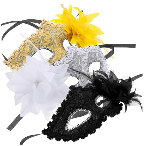 LIFKOME 3st Maske Aus Rosenspitze Halbe Maskerade Maskerademaske Für Halloween Halbe Gesichtsmaske Für Frauen Maskerademasken Halloween-zubehör Gesichtsbedeckung Halloweenkostüm Plastik von LIFKOME