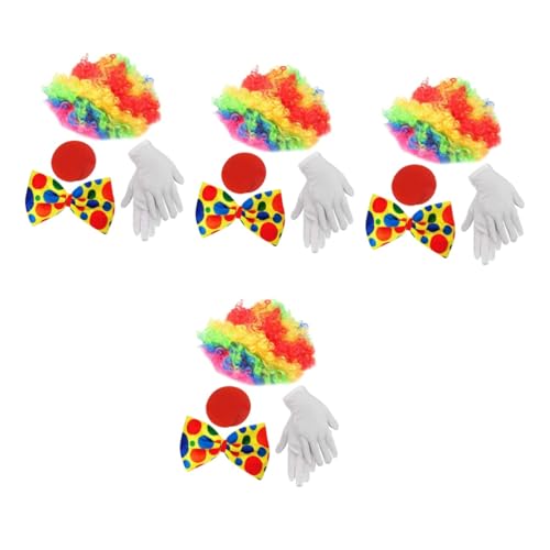 LIFKOME 4 Sätze Clown Verkleiden Clown-zubehör Clown-dekore Clown-kostüm-requisite Rollenspiel-outfits Clownnasen Zubehör Für Clownkostüme Clown-cosplay-zubehör Clown-fliege Perücke Stoff von LIFKOME