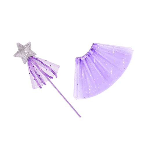 LIFKOME 4 Sätze prinzessin anzug Kleid für Mädchen Feenstab Volantkleid princess dresses for Feenkleid Kinderkleidung Mädchen kleiden sich Zauberstab für Mädchen Polyester Lavender von LIFKOME