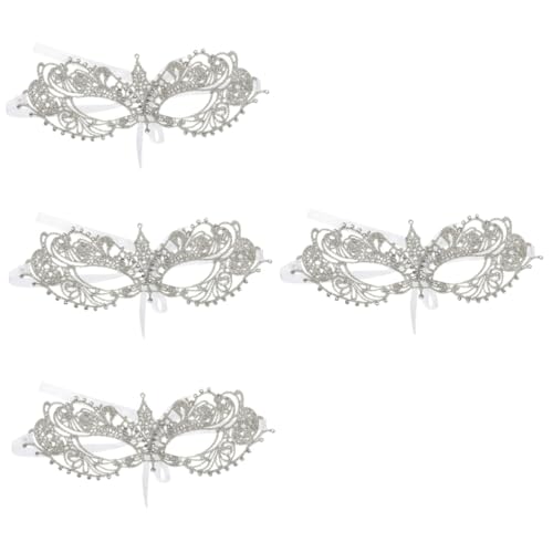 LIFKOME 4 Stück Diamant aushöhlen Maske Masken für Erwachsene Ball-Spitzen-Masken Outfits halloween party halloween masken Requisite für Partyfotografie Tanzparty-Requisite Bohren Silver von LIFKOME