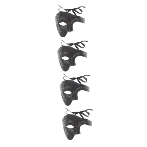 LIFKOME 4 Stück Halbe Gesichtsmaske Männer Maskerade Maske Maskerade Masken Halloween Für Männer Mardi Gras Augenmasken Herren Halbmaske Masken Für Erwachsene Halloween-maske Black Plastik von LIFKOME