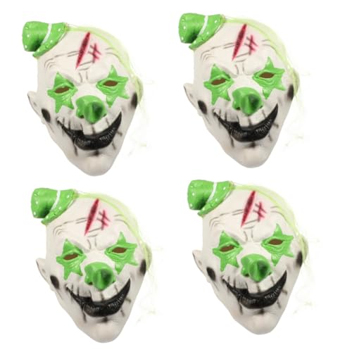 LIFKOME 4 Stück Halloween-clown-maske Clown-kostüme Kleider Clownmaske Mit Haaren Cosplay-requisiten Für Clowns Halloween-clown-kostüm-stütze Haarmasken Clown-gesichtsmaske Green Emulsion von LIFKOME