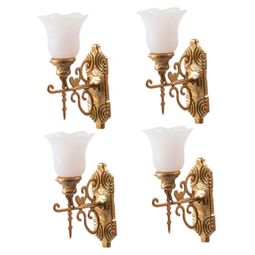 LIFKOME 4 Stück Miniatur Wandlampen Modell aus Sicherem Material Goldfarbene Micro Landschaftsbeleuchtung mit Weißem Licht für Puppenhaus Sandtisch Deko und Architektur Miniaturen LIFKOME 4 Stück Miniatur Wandlampen Modell aus Sicherem Material Goldfarbene Micro Landschaftsbeleuchtung mit Weißem Licht für Puppenhaus Sandtisch Deko und Architektur Miniaturen von LIFKOME