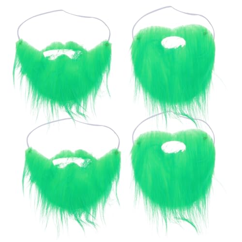 LIFKOME 4 Stück grüner Bart Fake Beard Fake Schnurrbart grünen Funny Costume st. Patricks Day verkleiden grüne kreative Bartdekoration st. Patrick's Day Party Bart Flanell Green von LIFKOME