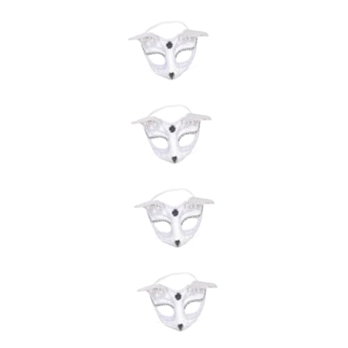 LIFKOME 4 Stück halbgesichtige Prinzessinnenmaske Ball-Spitzen-Masken tierische Halbgesichtsmaske Frauen Maskerade halloween hallowen masks kreative Maske Cosplay-Maske Plastik Weiß von LIFKOME