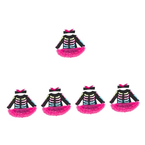 LIFKOME 5 Sätze Festival-skelett-kleid Halloween-skelett -halloween-outfit Kleid Für Mädchen Kinder Schwarzes Kleid Tutu-kleider Für Mädchen Neugeborenen-outfit Kinderkleider Baumwolle von LIFKOME