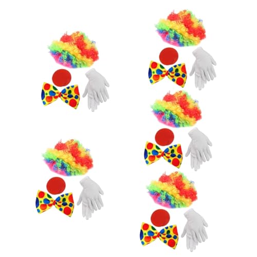 LIFKOME 5 Sätze clown verkleiden perücken halloween costume festival kleidung camoing Clown-Fliege Rollenspiel-Outfits Kleider Handschuhe für Männer Clownnasen Kunst das Clownkostüm Plüsch von LIFKOME