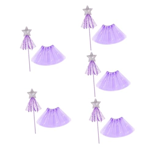 LIFKOME 5 Sätze prinzessin anzug Tüllkleid für Kleinkinder Glitzer Zauberstäbe glitzerndes Kleid princess dresses for Feenkleid Kinderkleidung Feenrock Feen-Tutu-Kostüm Abs Lavender von LIFKOME