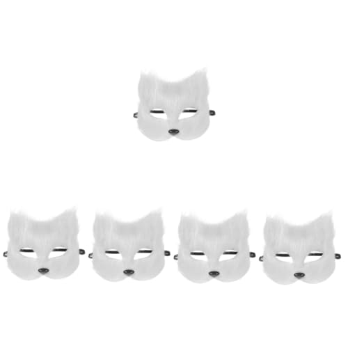 LIFKOME 5St Fuchs Maske Fuchs-Gesichtsmaske Kunstpelzmaske Cosplay-Fuchsmaske halloween costume halloween kleidung Halloweenkostüm Cosplay-Maske Cosplay Fuchsmaske für Maskerade Flaum Weiß von LIFKOME