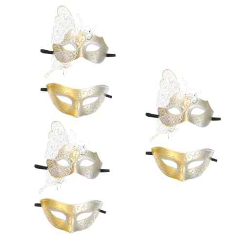 LIFKOME 6 Stk Diamant-schmetterlings-maske Maskerade Für Frauen Abend Ball Masken Festival-party-masken Kugel-augen-abdeckung Frauen Requisiten Cosplay-masken Für Frauen Eisen Golden von LIFKOME