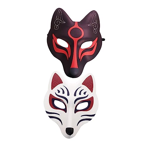 LIFKOME 6 Stk Fuchs Maske Japanische Masken Weiße Maske Halloween Halloween-hacker Tier Mit Halbem Gesicht Fuchsmaske Maskerademaske Für Männer Weißes Maskenkostüm Ball Ball Masken Eva von LIFKOME