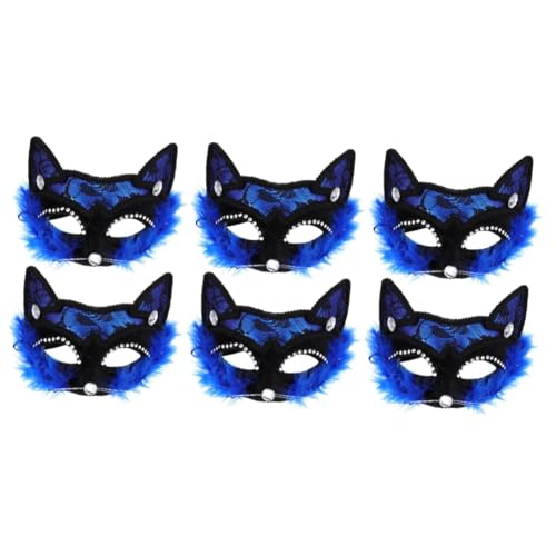 LIFKOME 6 Stk katze gesichtsmaske halloween halloween- Augenmasken Ball Abschlussball Halloweenkostüm schwarze Augenmaske Spitzenmasken Augenspielzeug Strass von LIFKOME