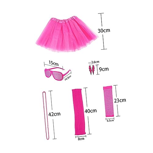 LIFKOME 6 Teiliges 80er Jahre Damen Kostümset Tutu Rock Neon Ohrringe Fischernetz Handschuhe Und Accessoires Für Partys Und Karneval von LIFKOME