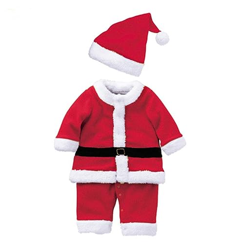 LIFKOME 80 Cm Weihnachtsmann Anzug Für Cosplay Kostüm Mit Hut Ideales Weihnachtsoutfit Für Jungen Perfekte Weihnachtskleidung Für Die Feiertage Und Partys Inklusive Weihnachtsmütze von LIFKOME