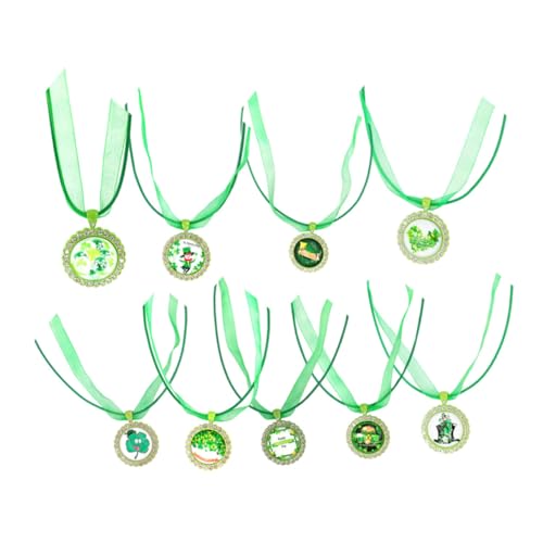 LIFKOME 9Stücke Patrick Day Halsketten Dekorative Halsreifen Mit Glassteinen Für Partys Festival Schmuck Für Mädchen Grünes Design Für Feiern Und Anlässe von LIFKOME