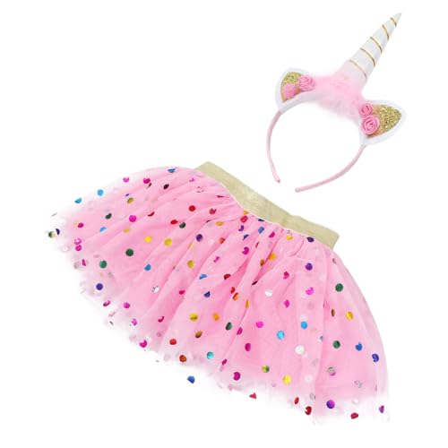 LIFKOME Ballettröckchen Tutu-rock Aus Tüll Kostüme Für Mädchen Kinderkostüm Tupfenrock Aus Tüll Mädchen Stirnbänder Tutu-kostüm Geschichtetes Tutu Tüllrock Für Kleinkinder Polyester Rosa von LIFKOME