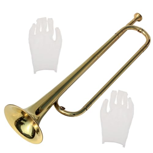 LIFKOME Band Trompete Blasinstrument Blechblasinstrument kleine Trompete Musikalisches für Musikspielzeug Musik Instrumentenschmuck Metall Golden von LIFKOME