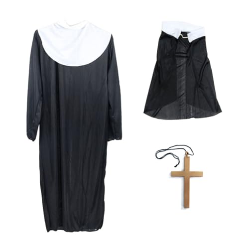 LIFKOME Cosplay-Kostüme halloween costume halloween kleidung damenkleidung halloween outfits damenbinden Schwarzes Nonnenkostüm Gewand der Frau Halloweenkostüm Halloween-Kostüme für Frauen von LIFKOME