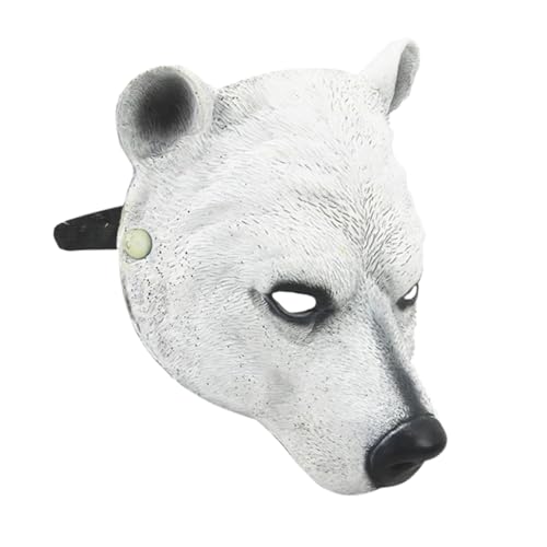 LIFKOME Eisbär-maske Tierkopfmaske Schutzmaske Realistische Tiermaske Halloween-bär-kostüm Bärenkopfmaske Halloween-cosplay-maske Realistische Bärenmaske Party-karnevalsmaske Pu Weiß von LIFKOME