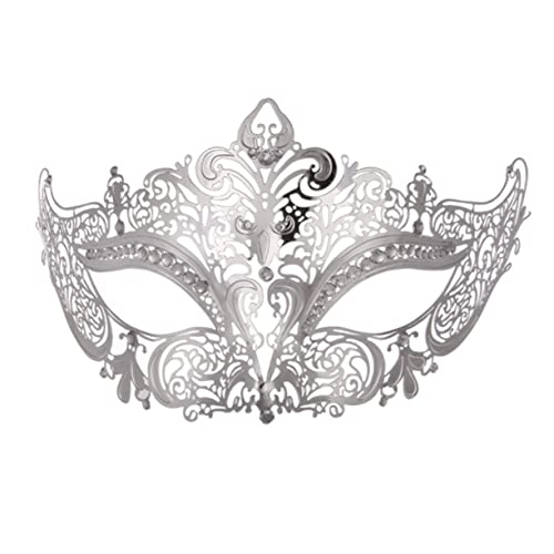 LIFKOME Elegante Venezianische Maske Für Damen Aus Mit Strass Besatz Silberfarbene Abendmaske Für Karneval Maskenball Halloween Und Kostümparty von LIFKOME