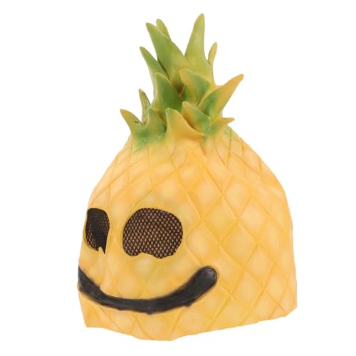 LIFKOME Fruchtmaske Obst-cosplay-hut Karnevalsmaske Ananas-gesichtsmaske Halloween-cosplay-zubehör Fruchtkopfkostüm Partykostüm Hut Fruchthut Für Erwachsene Ananas Kostüme Yellow Emulsion von LIFKOME