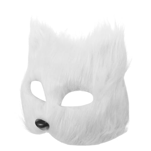 LIFKOME Fuchs Maske Paar Maskerade Tiermasken Fuchsmaske Für Cosplay Zweiteilige Maske Gasmasken-cosplay Halloween-fuchsmaske Mantel Kostüm Katzenmaske Für Frauen Gesicht Plüsch Flaum Weiß von LIFKOME