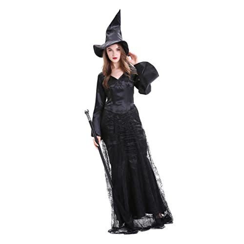 LIFKOME Halloween Damen Hexenkleid Mit Spinnennetz Muster Kostü Set Für Cosplay Und Maskerade Party Größe L Geeignet Für 163 von LIFKOME