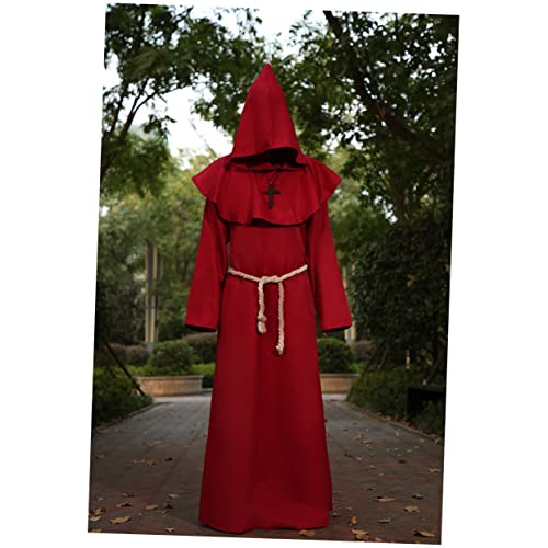 LIFKOME Halloween Mittelalter önchs Kostü Klassische Priester Robe Cosplay Set Größe XXL Ideal Für Fasching Karneval Und Halloween Mit Passendem Gürtel Und Kapuze von LIFKOME