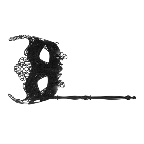 LIFKOME Handmaske Maskerade-maskenstift Vollgesichtsmaskenkostüm Mascarade-maske Halloween-vampir-kostüm Halloween-kostüm Cosplay-maske Skelettmaske Halloween Halbmaske Black Vlies von LIFKOME