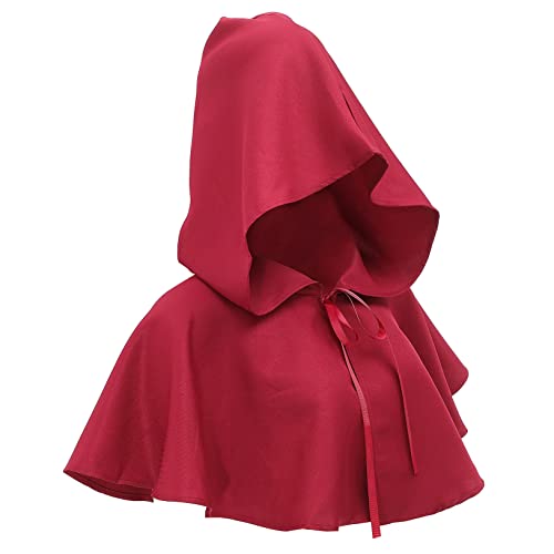 LIFKOME Hexenhaube Hexenmantel Gothic-Kleidung Hexenkostümhut mittelalterlicher Hut mittelalterliche Kostümfrauen Halloween Costume Halloween Kleidung Hexendekor Gothic-Kapuze gefühlt rot von LIFKOME