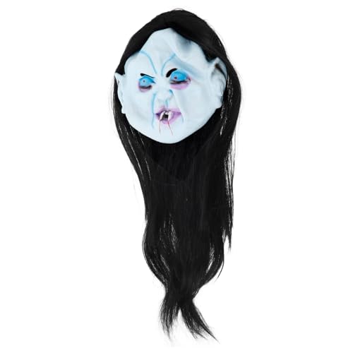 LIFKOME Horror-geistermaske Gruselige Halloween-maske Horrormaske Halloween-horror-maske Gruselige Maske Halloween-gesichtsmaske Halloween-requisiten Perücke Aus P-material Black von LIFKOME