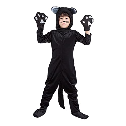 LIFKOME Katzen Cosplay Kostüm Schwarz Katze Tier Verkleidung Halloween Fasching Roleplay S Kostengröße Jungen Karneval Outfit LIFKOME Katzen Cosplay Kostüm Schwarz Katze Tier Verkleidung Halloween Fasching Roleplay S Kostengröße Jungen Karneval Outfit von LIFKOME