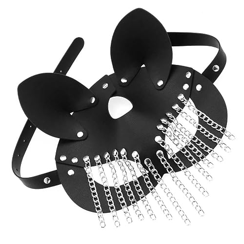 LIFKOME Kettenledermaske Halloween-Kostüm Maskendekor Maskerade-Maske Maskerademasken Katzenmaskerade halloween masken halloweenmaske eyepatch Party-Maske Halloween-Maske Metallbeschläge von LIFKOME