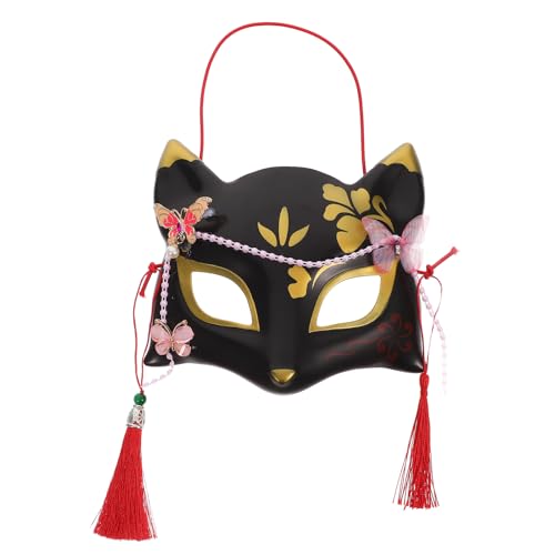 LIFKOME Kitsune-Fuchs-Maske Fuchs-Gesichtsbedeckung Kabuki-Masken Japanische Traditionelle Fuchs-Cosplay-Kabuki-Masken Katze Niedliche Cosplay-Halbmaske Kimono-Zubehör Für Maskerade-Party von LIFKOME